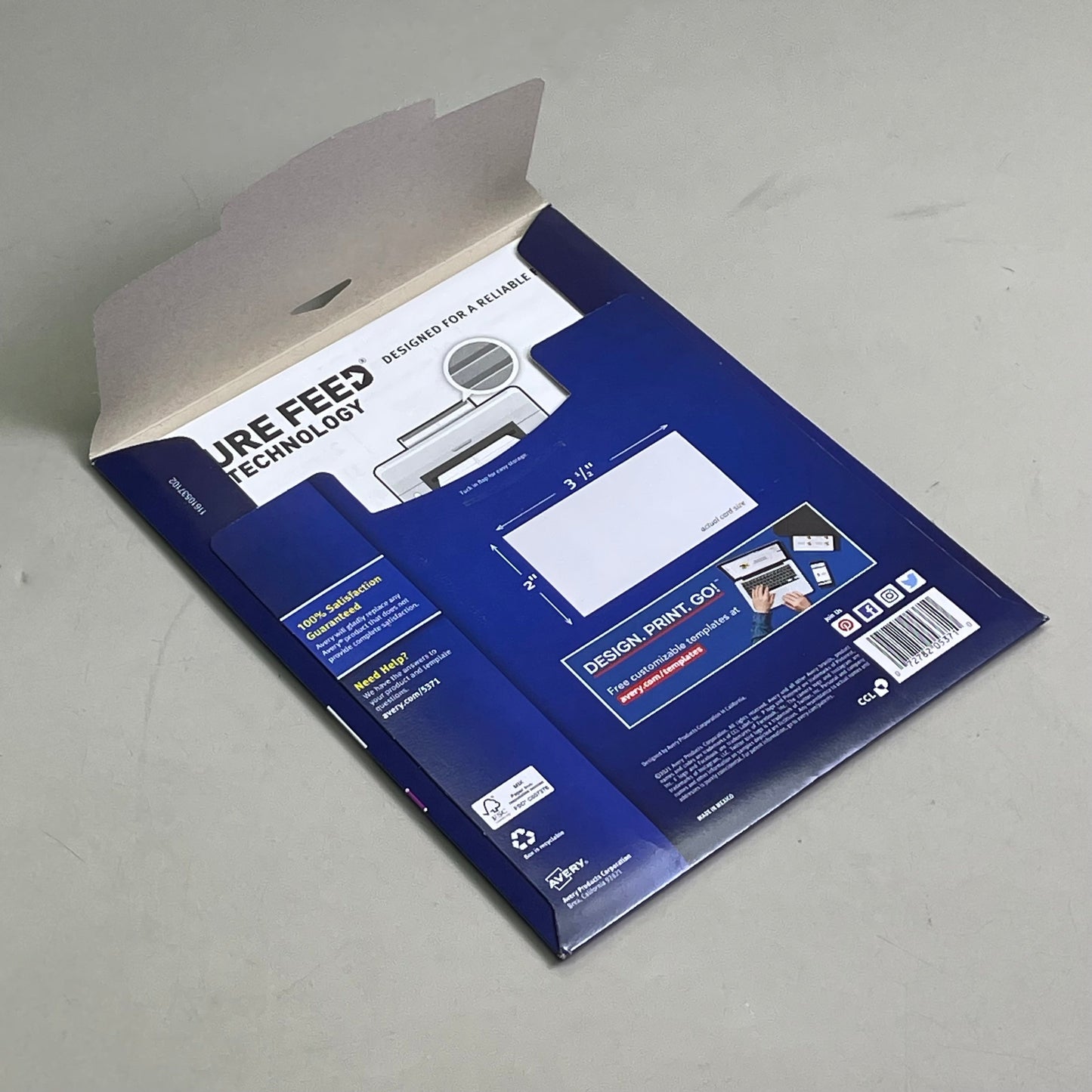 AVERY (5-PACK) 250 Business Cards Matte White Sure Feed Printable 2"x3-1/2" 5371