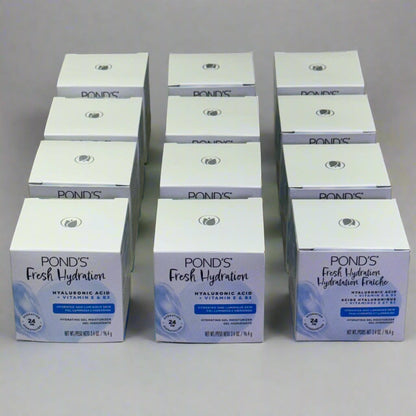 ZA@ POND'S (12 PACK) Hyaluronic Acid, Vitamin E & B3 Gel Face Moisturizer For All Skin Types 3.4 oz White I