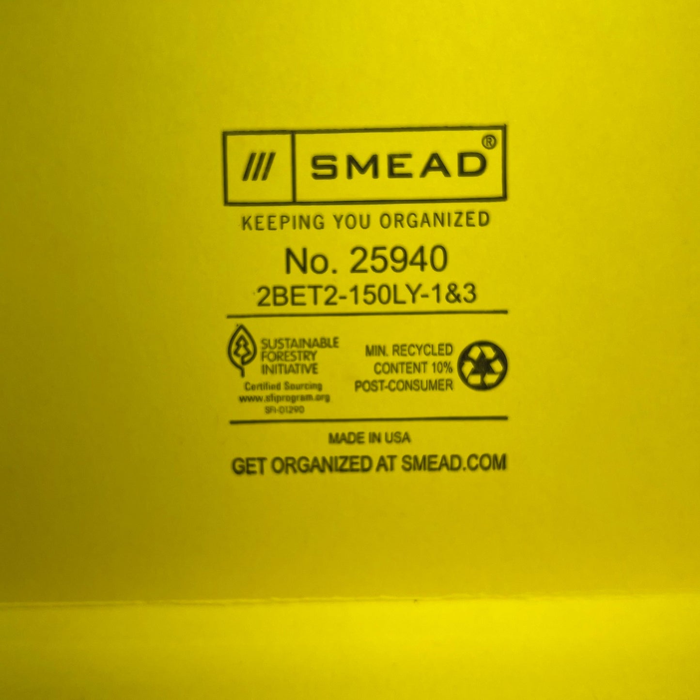 SMEAD (50 PACK) End-Tab Folders w/ Fasteners Straight Cut Letter Sz Yellow 25940