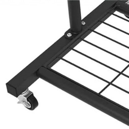 Black Modern Garment Rack Clothes Hanging Rod with Lockable Wheels