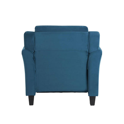 Blue Microfiber Upholstered Armchair Flared Arm Chair with Tufted Back Cushion