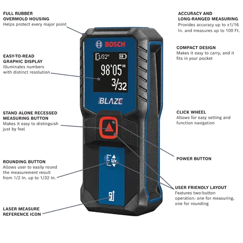 BOSCH GLM100-23 BLAZE™ 100 Ft. Laser Measure