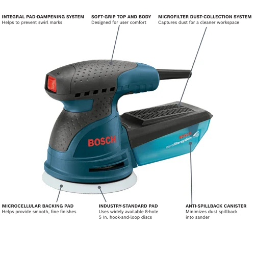 BOSCH ROS10 5 In. Single-Speed Palm Random Orbit Sander/Polisher