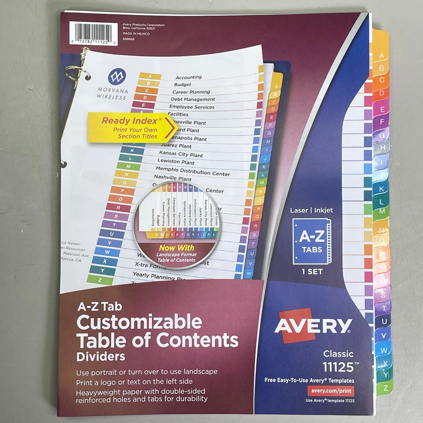 AVERY (12-PACK) A-Z Tab Dividers Customizable TOC Ready Index Multicolor 11125