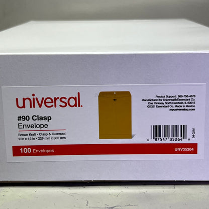 UNIVERSAL (200 ENVELOPES) Clasp Envelope Kraft #90 Yellow, UNV35264