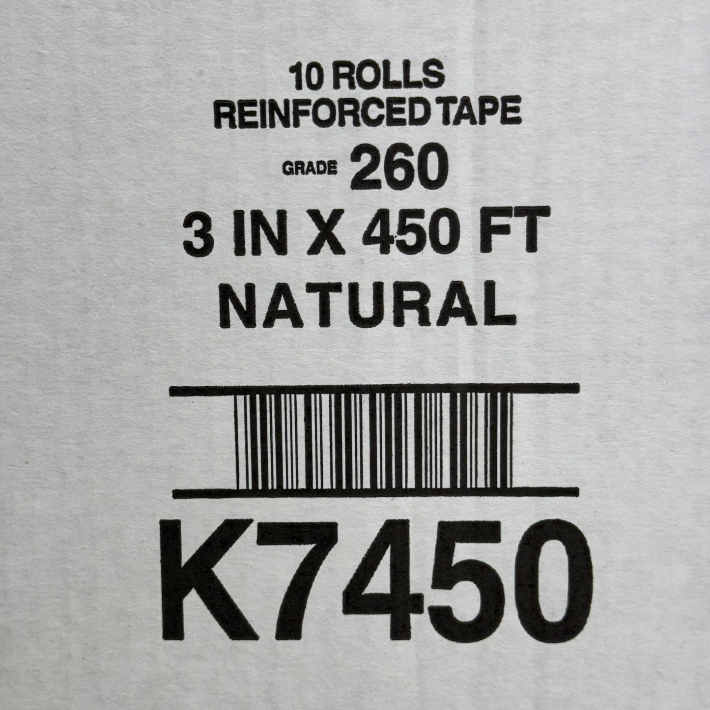 CENTRAL (10 Rolls) Reinforced Tape Sz 3" x 450' L Grade 260, Brown K7450