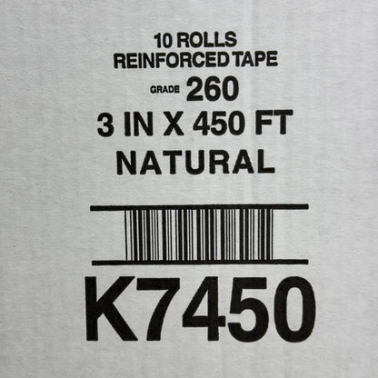 CENTRAL (10 Rolls) Reinforced Tape Sz 3" x 450' L Grade 260, Brown K7450