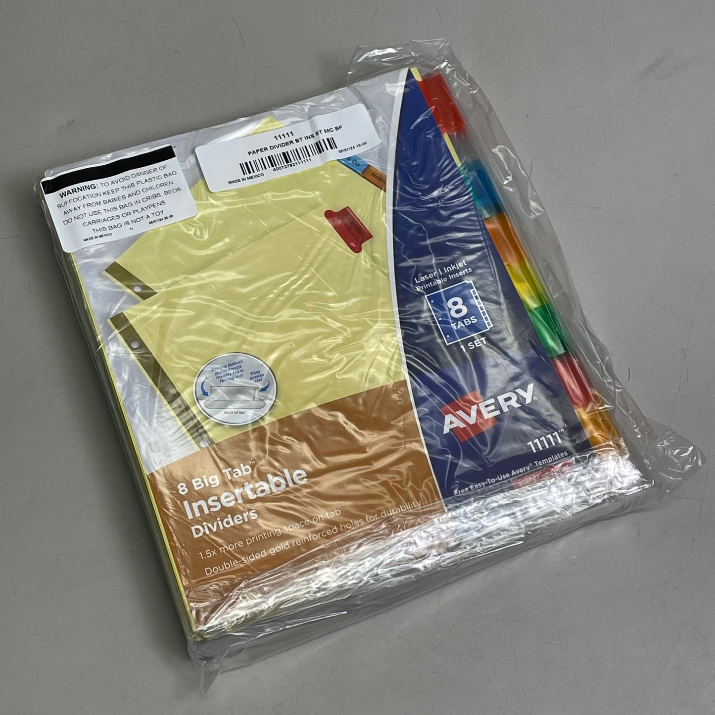 AVERY (12-PACK) Insertable Big Tab Dividers 3-Hole 8-Set Double-Sided Buff 11111