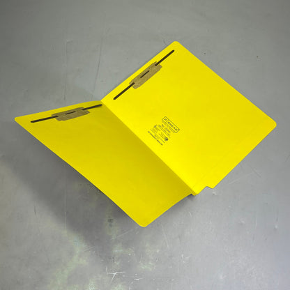 SMEAD (50 PACK) End-Tab Folders w/ Fasteners Straight Cut Letter Sz Yellow 25940