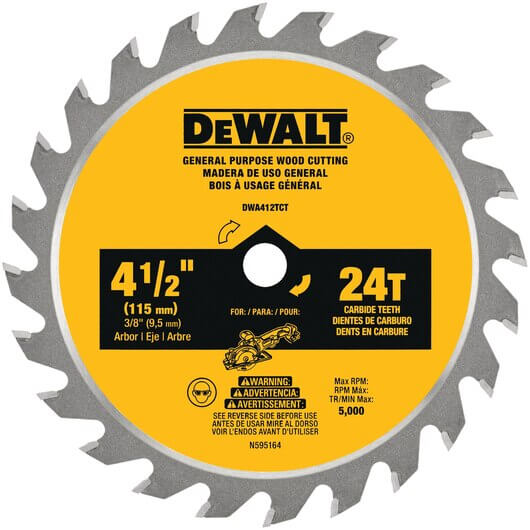 DEWALT DWA412TCT 4-1/2 in Circular Saw Blade