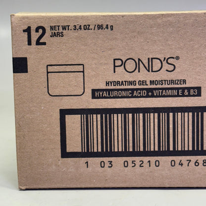 ZA@ POND'S (12 PACK) Hyaluronic Acid, Vitamin E & B3 Gel Face Moisturizer For All Skin Types 3.4 oz White I