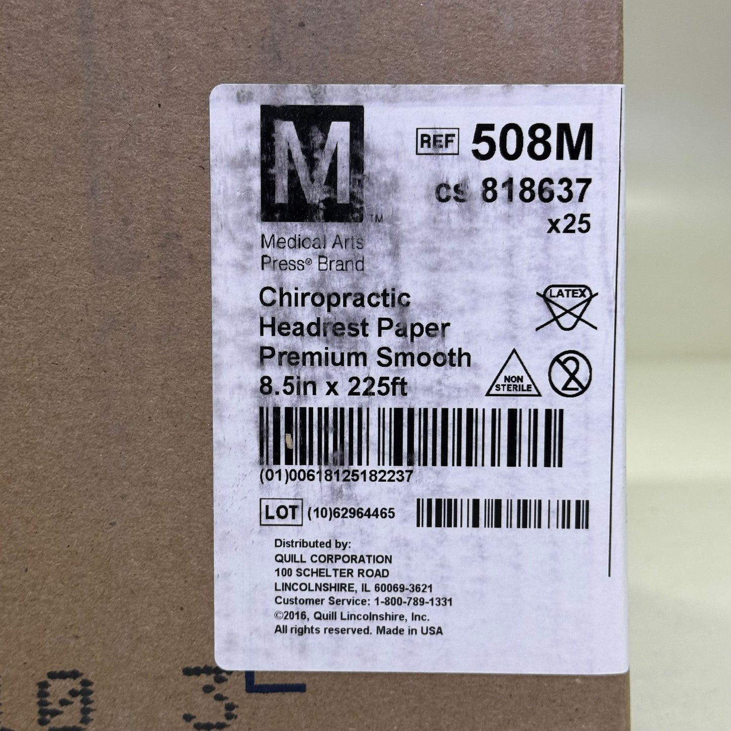 MEDICAL ARTS PRESS (25 PACK) Chiropractic Headrest Paper Premium Smooth 8.5" x 225" White 508M