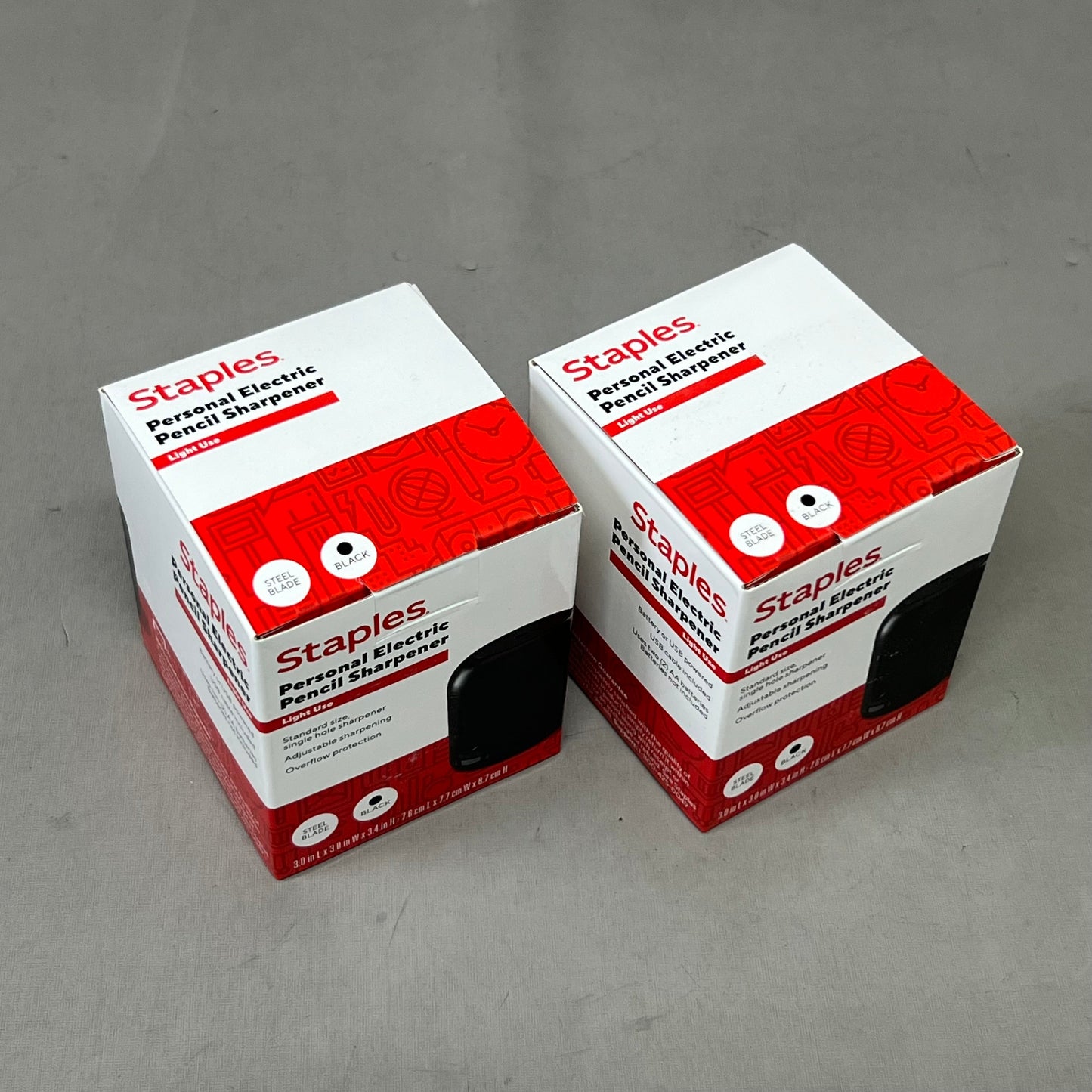 STAPLES (2 PACK) Personal Dual Powered Pencil Sharpener Black ST62625