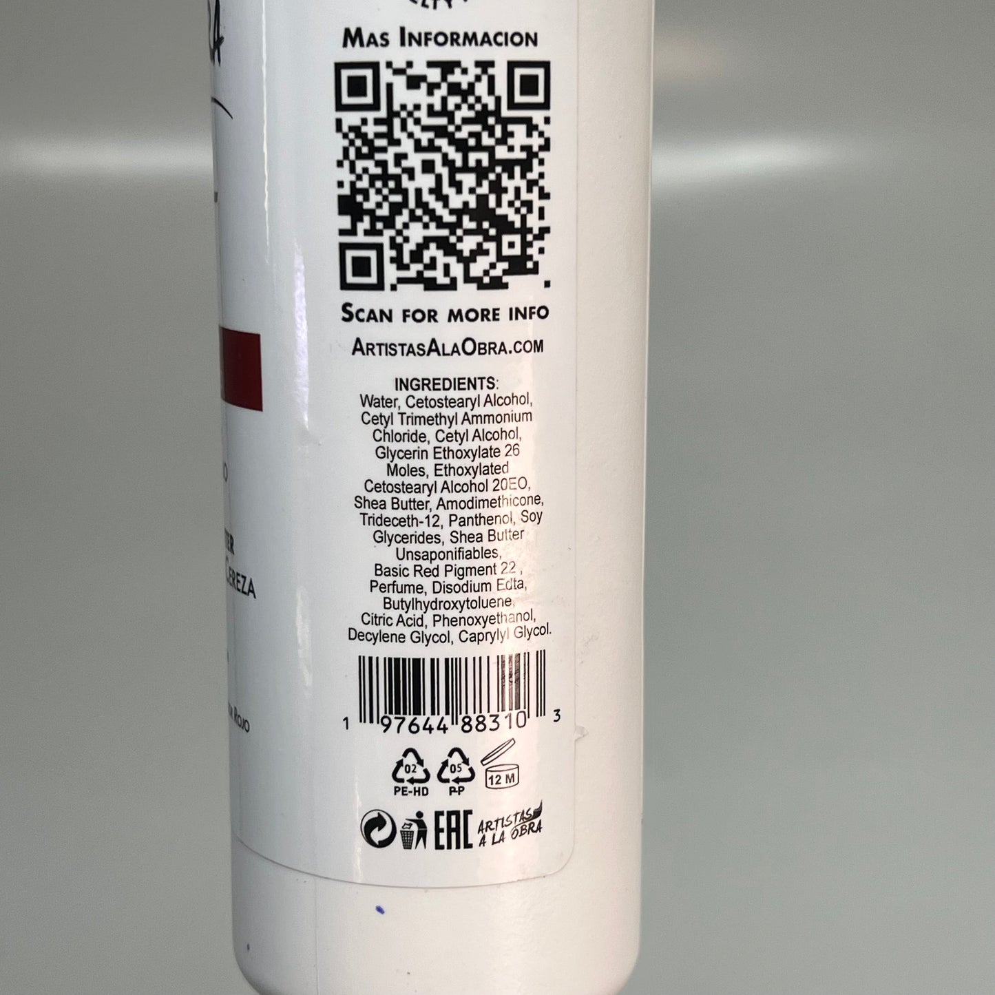 ARTISTAS A LA OBRA Red Treatment/Mask Adds Keeps Hair Vibrant 8 fl oz Red