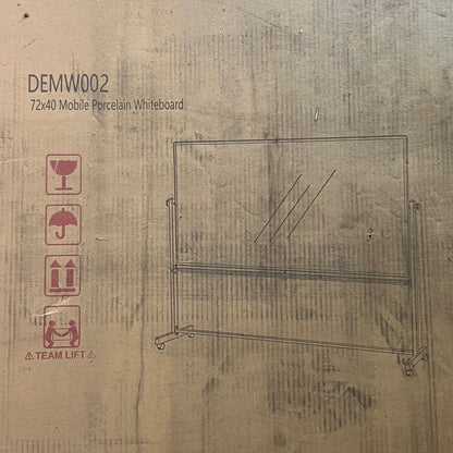 LUXOR Double Sided Mobile Porcelain Whiteboard Sz 72” x 40” White DEMW002 (Distressed Box)