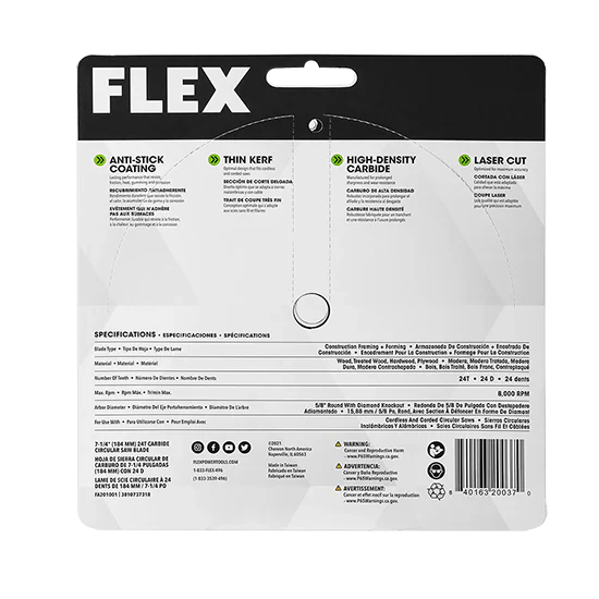 FLEX FA201001 7-1/4" 24t Carbide Circular Saw Blade