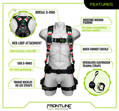 Frontline 110CTB-ML-MX Combat™ Mexican Style Full Body Harness with Aluminum Hardware and Suspension Trauma Straps