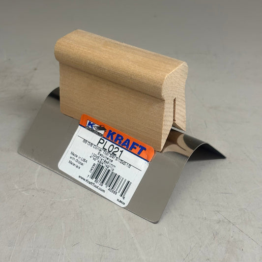 KRAFT TOOL CO Stainless Steel Outside Corner Tool with Wood Handle  4"x2"3/4"R