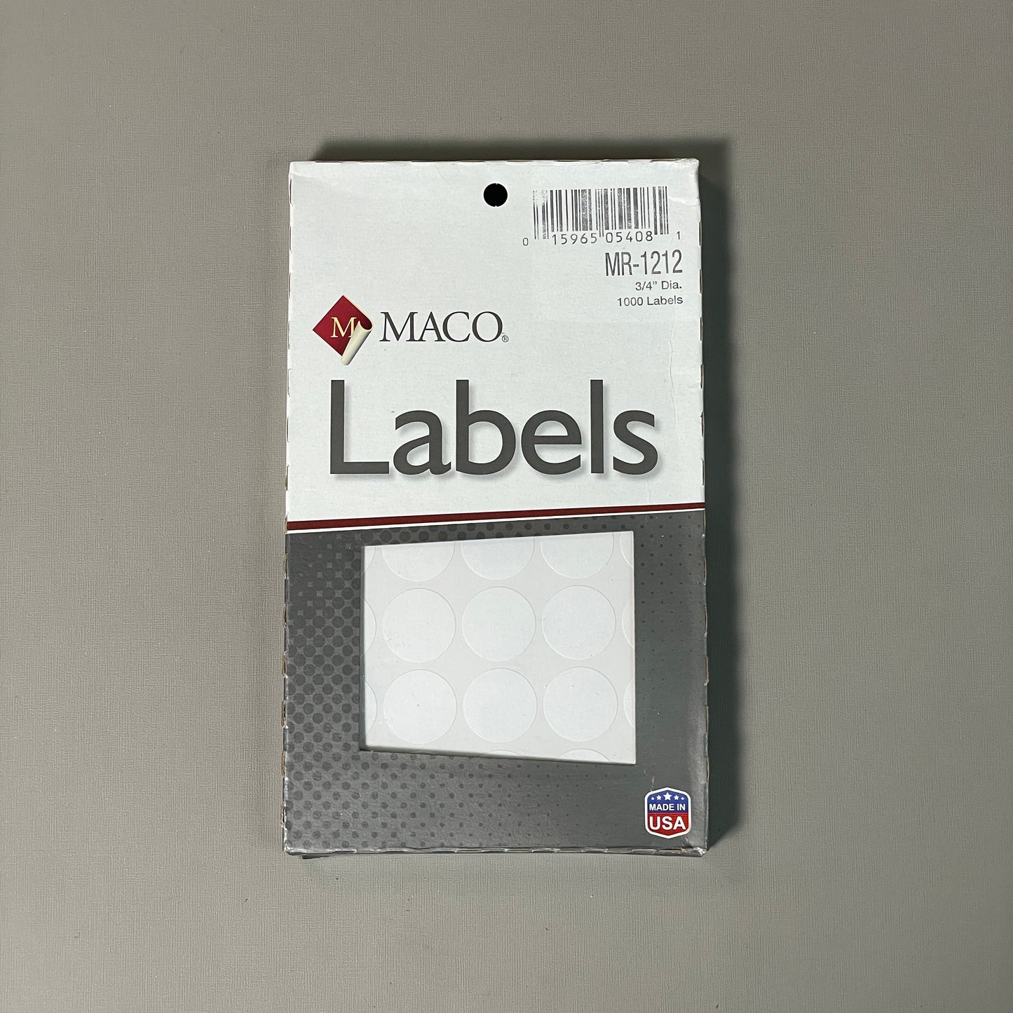 MACO Round White (6 PACK) Color-Coding Labels  3/4” Dia. 6000 Labels MR-1212