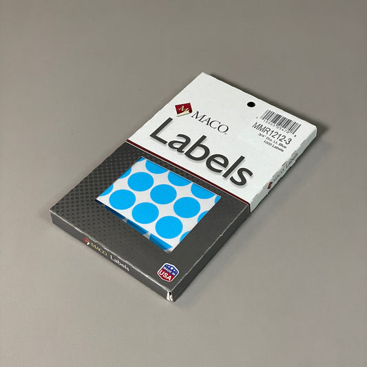MACO Round Light Blue (6 PACK) Color-Coding Labels 3/4” Dia. 6000 Labels MR1212-3