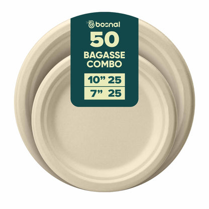 Bosnal – Sugarcane Bagasse Compostable 10 inch and 7 inch Round Plates