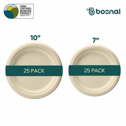 Bosnal – Sugarcane Bagasse Compostable 10 inch and 7 inch Round Plates