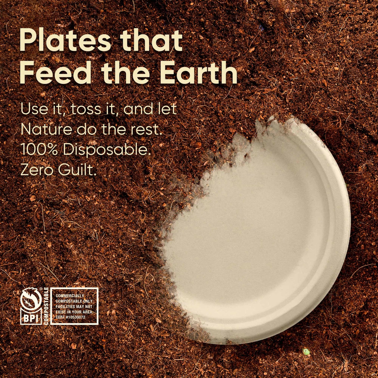 Bosnal - Sugarcane Bagasse Compostable Plates, 10 inch, Round