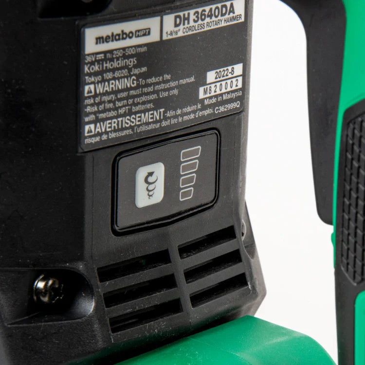 Metabo HPT DH3640DAQ2M 36V MultiVolt™ Brushless Cordless 1-9/16" SDS Max Rotary Hammer (Tool Body Only)