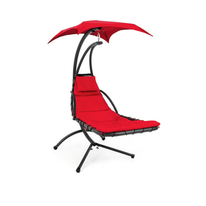 Red Single Person Sturdy Modern Chaise Lounger Hammock Chair Porch Swing
