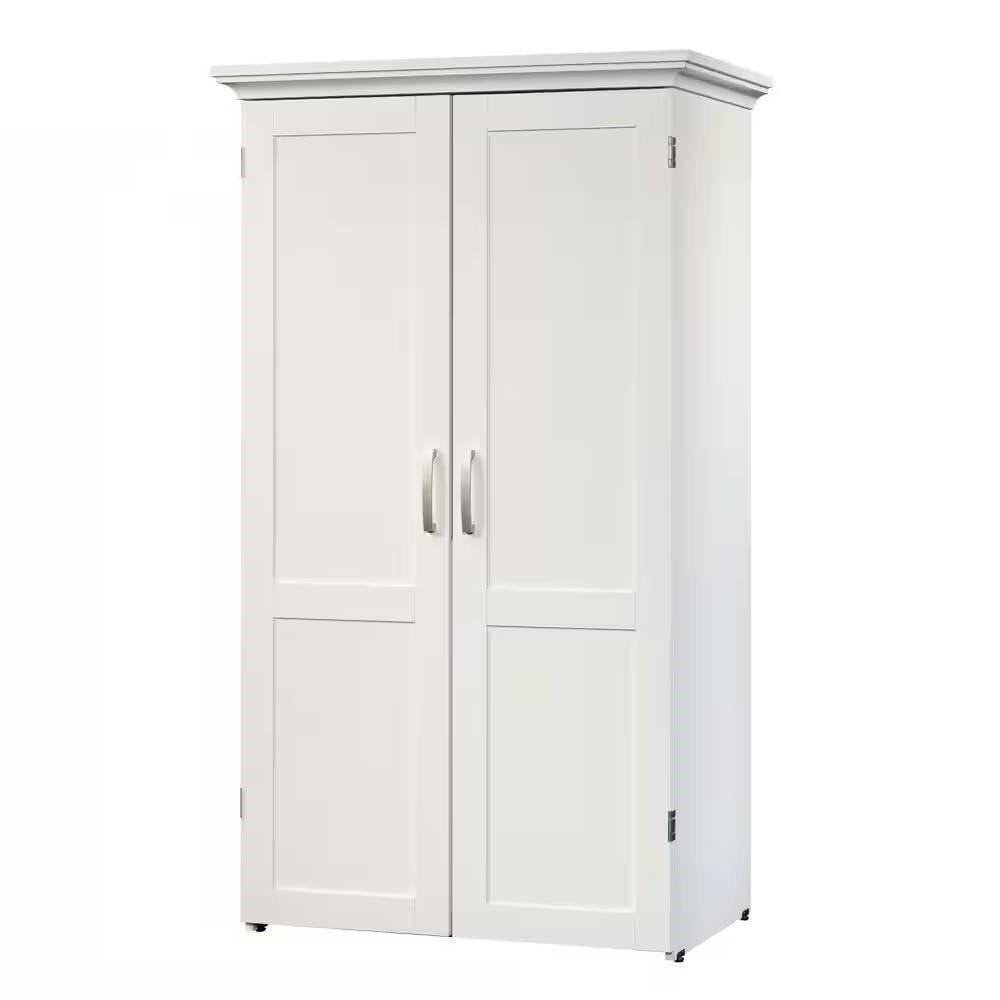 Drop Leaf Computer Desk Craft Table Armoire in White Wood Finish - Made in USA