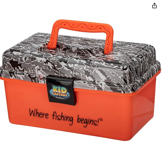 Kid Casters Youth Fishing Play Boxes with Removable Tray and Easy Locking Latch