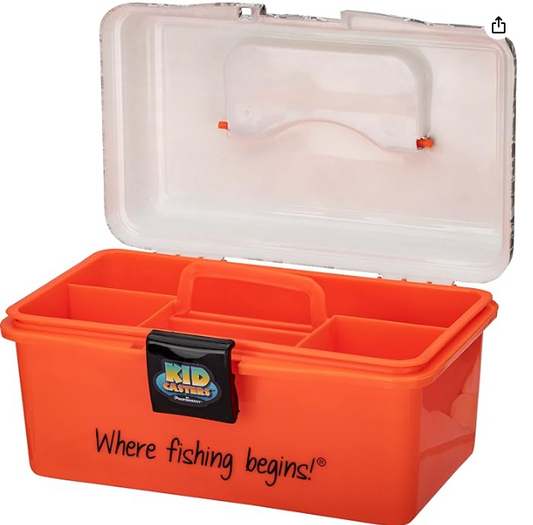 Kid Casters Youth Fishing Play Boxes with Removable Tray and Easy Locking Latch