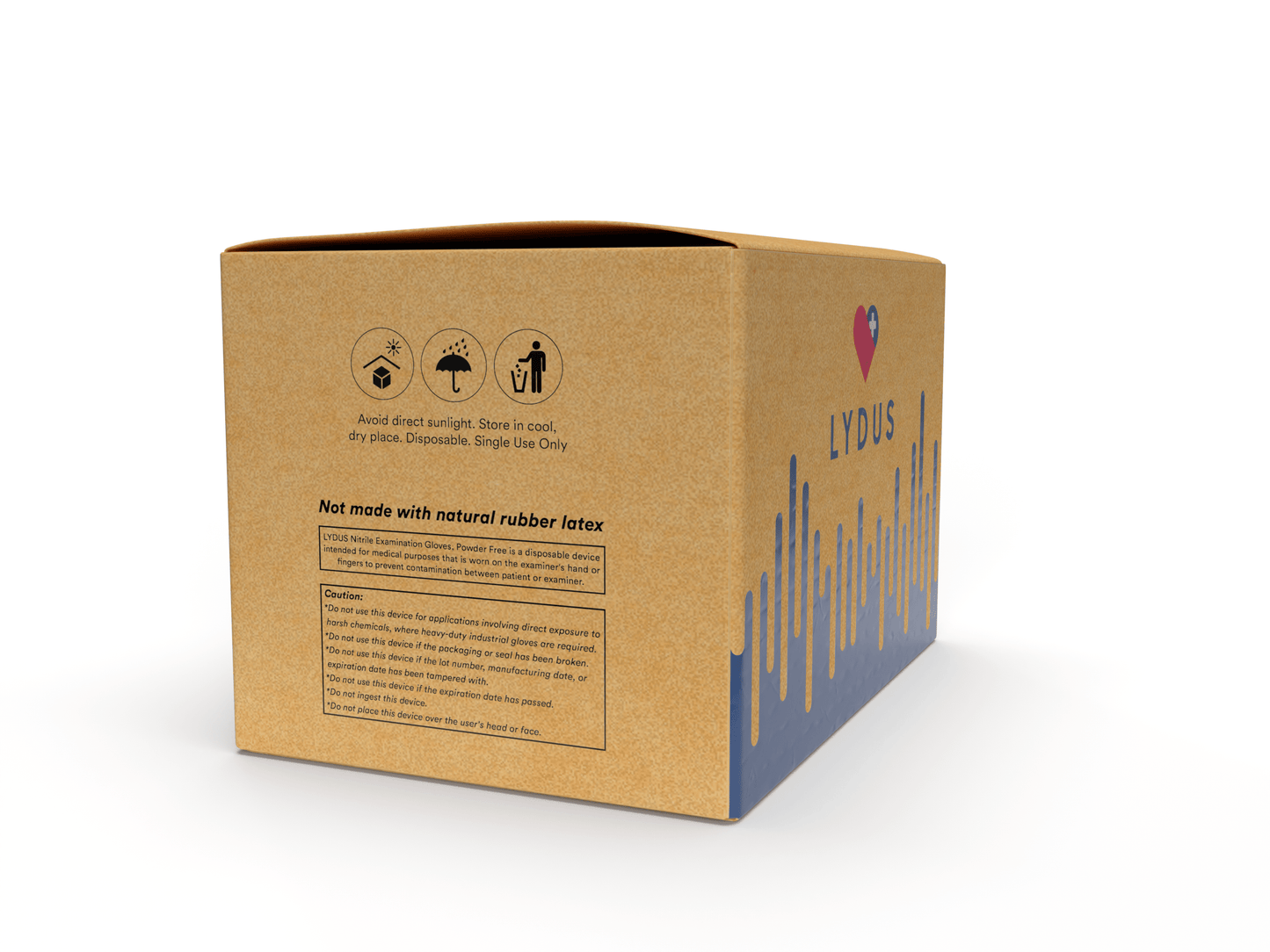 Lydus 5mil Blue Nitrile Examination Gloves (LBN5), case of 1000 (ASTM D6319, FDA 510k)