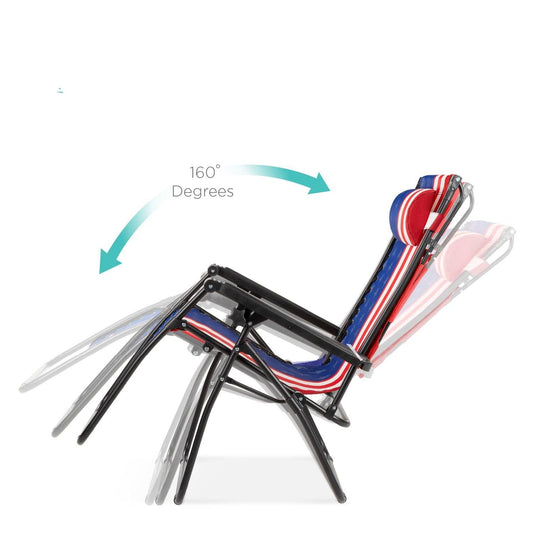 USA American Flag Zero Gravity Reclining Patio Lounge Chair with Canopy