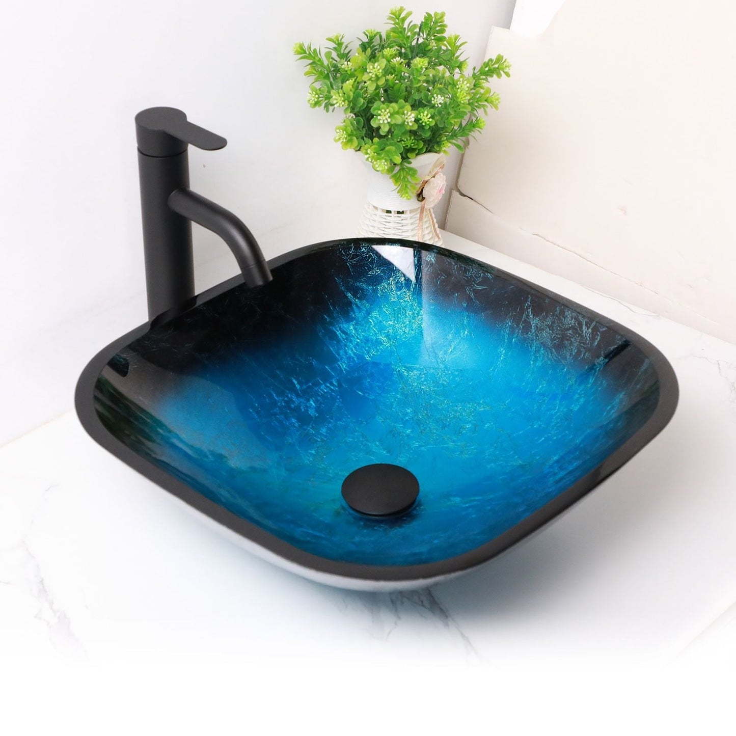 Above Counter Artistic Tempered Glass Bathroom Sink Transparent Counter Top Bathroom Single Bowl Vessel Basin