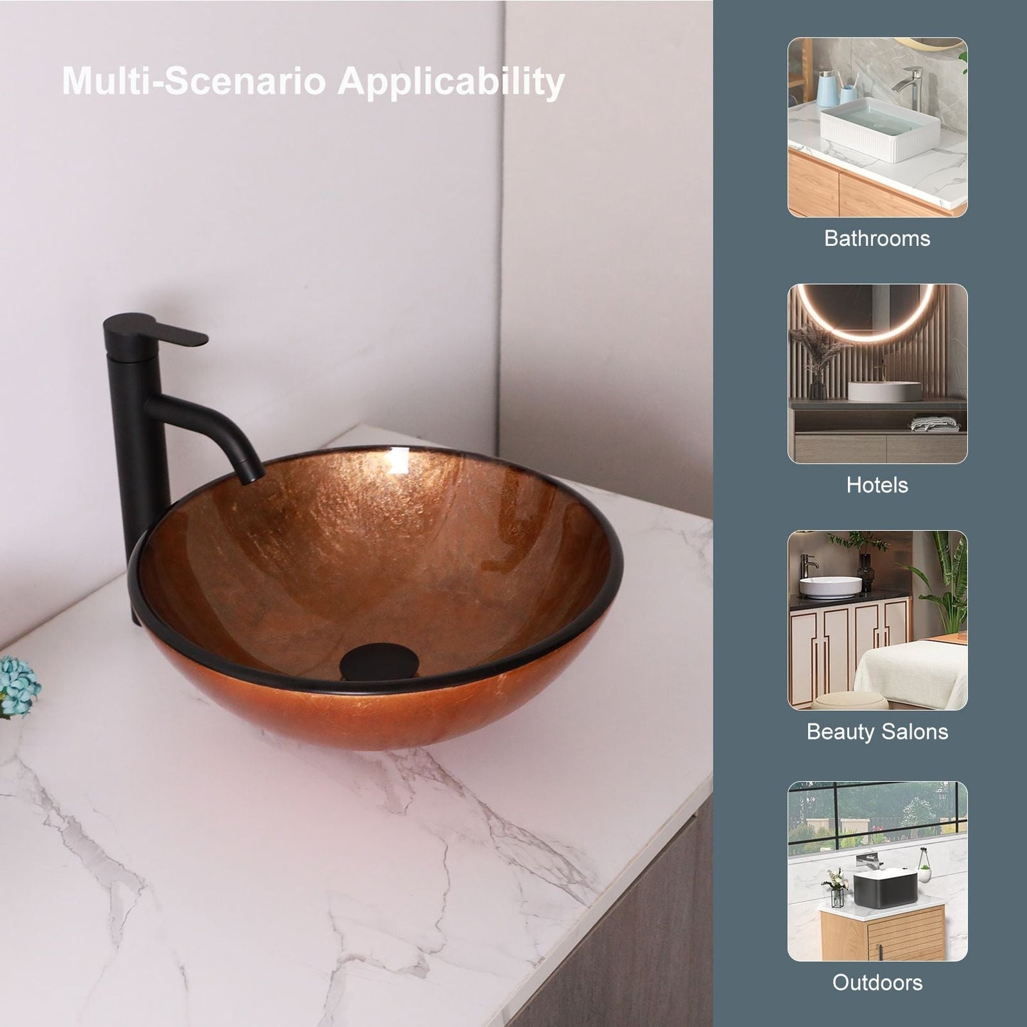 Above Counter Artistic Tempered Glass Bathroom Sink Transparent Counter Top Bathroom Single Bowl Vessel Basin