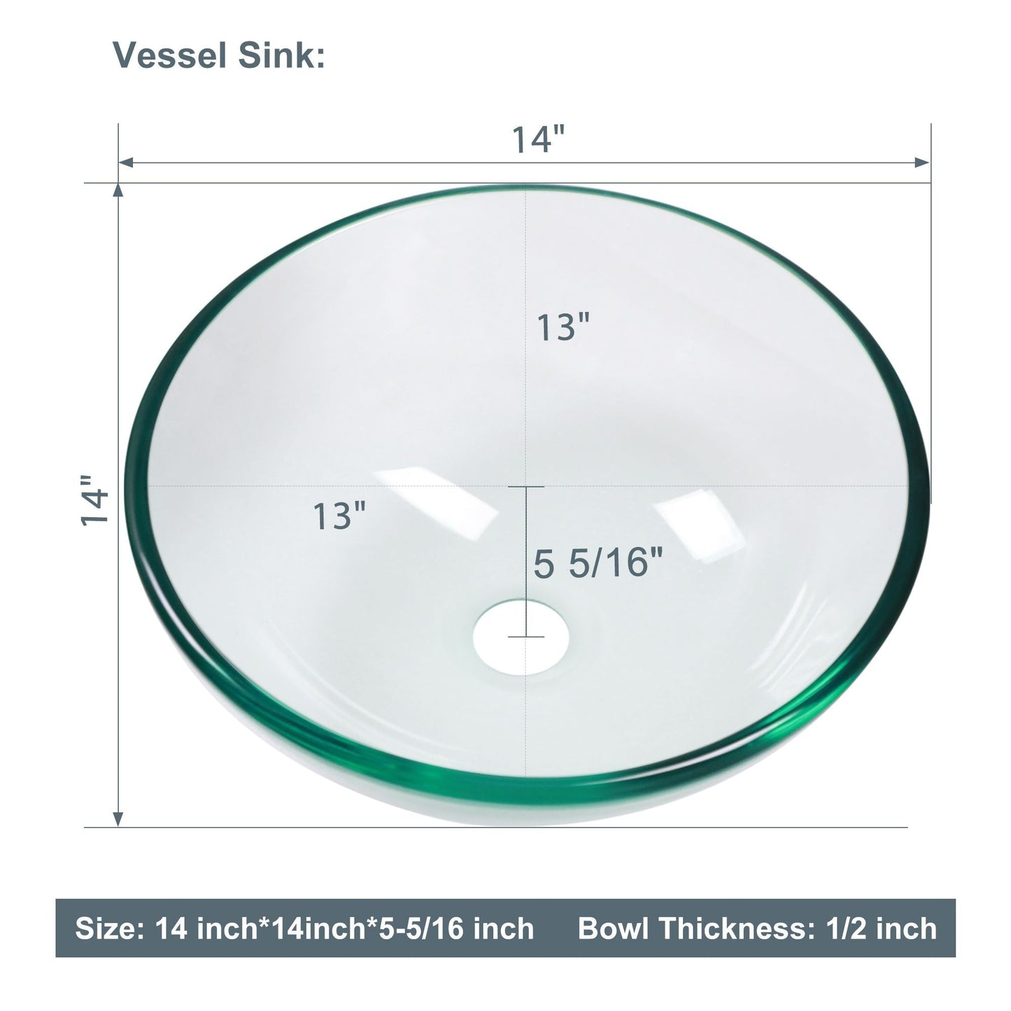 Above Counter Artistic Tempered Glass Bathroom Sink Transparent Counter Top Bathroom Single Bowl Vessel Basin
