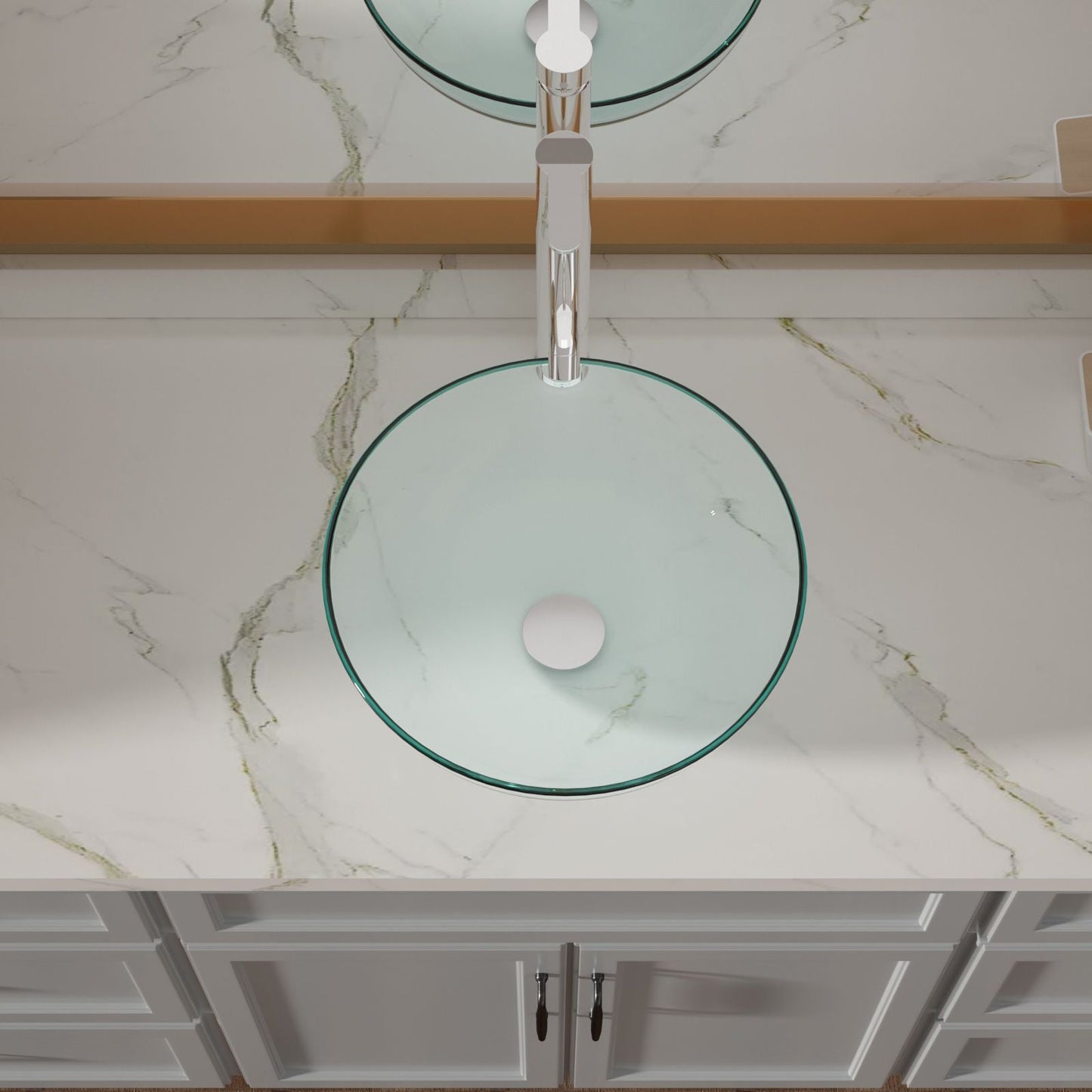 Above Counter Artistic Tempered Glass Bathroom Sink Transparent Counter Top Bathroom Single Bowl Vessel Basin