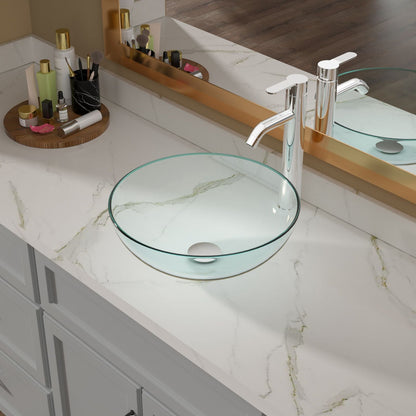 Above Counter Artistic Tempered Glass Bathroom Sink Transparent Counter Top Bathroom Single Bowl Vessel Basin