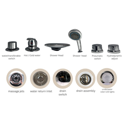 Alora 59-Inch 2-Person Luxury Corner Whirlpool Jetted Bathtub (SAK23819)