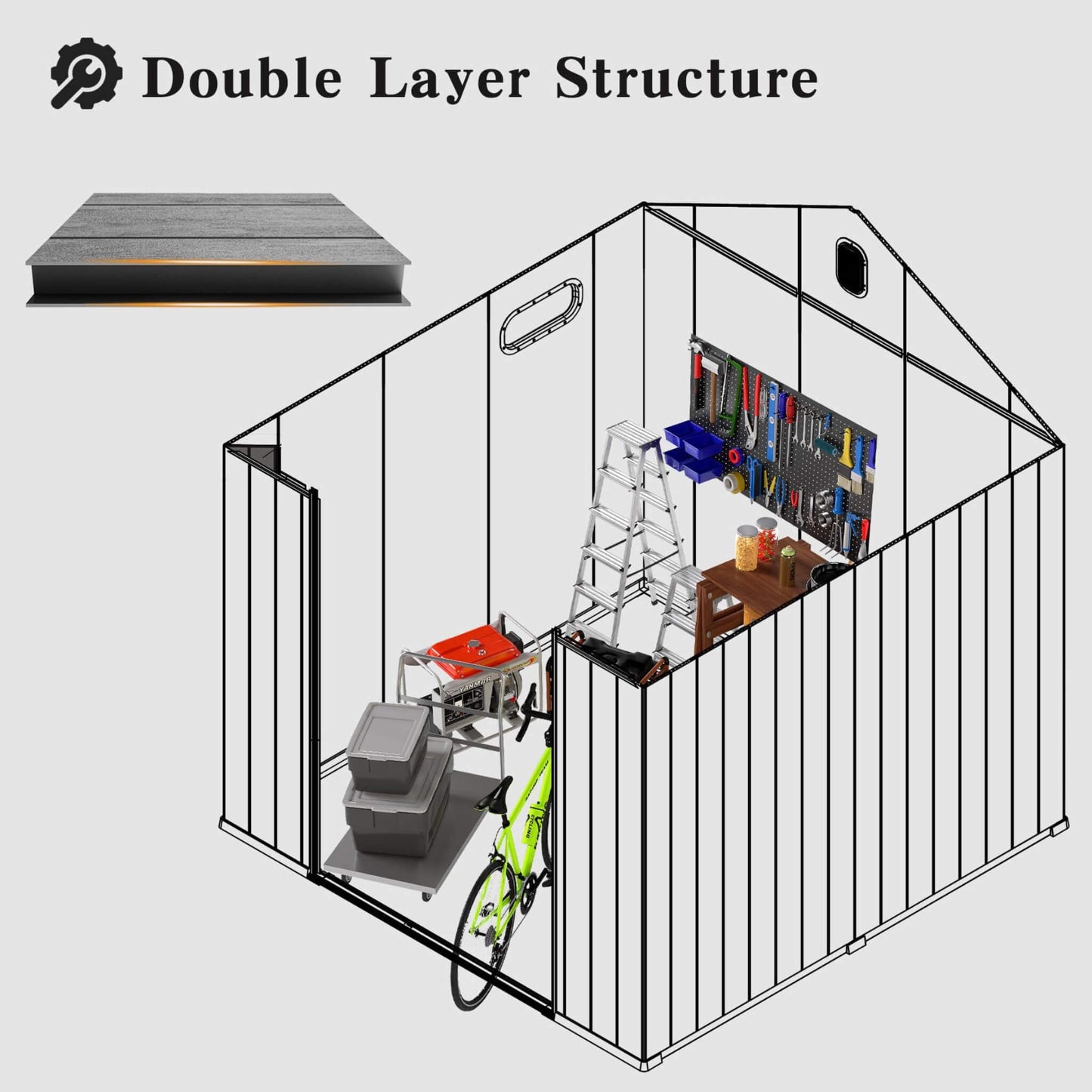 [06X08FT] Alora Heavy-Duty Outdoor All-Weather Resin Storage Shed With Lockable Doors, Windows, And Vents (SAK39874)