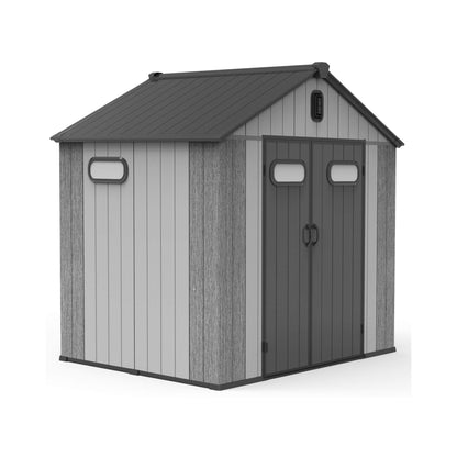 [06X08FT] Alora Heavy-Duty Outdoor All-Weather Resin Storage Shed With Lockable Doors, Windows, And Vents (SAK39874)
