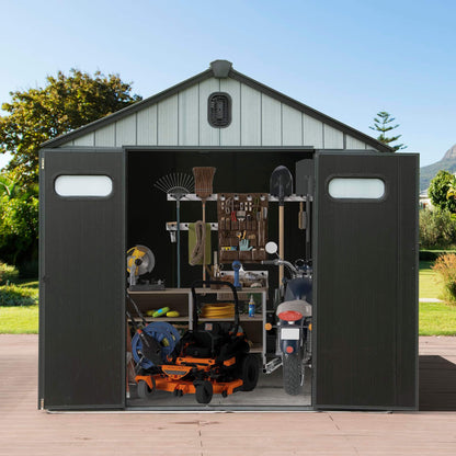 [06X08FT] Alora Heavy-Duty Outdoor All-Weather Resin Storage Shed With Lockable Doors, Windows, And Vents (SAK39874)