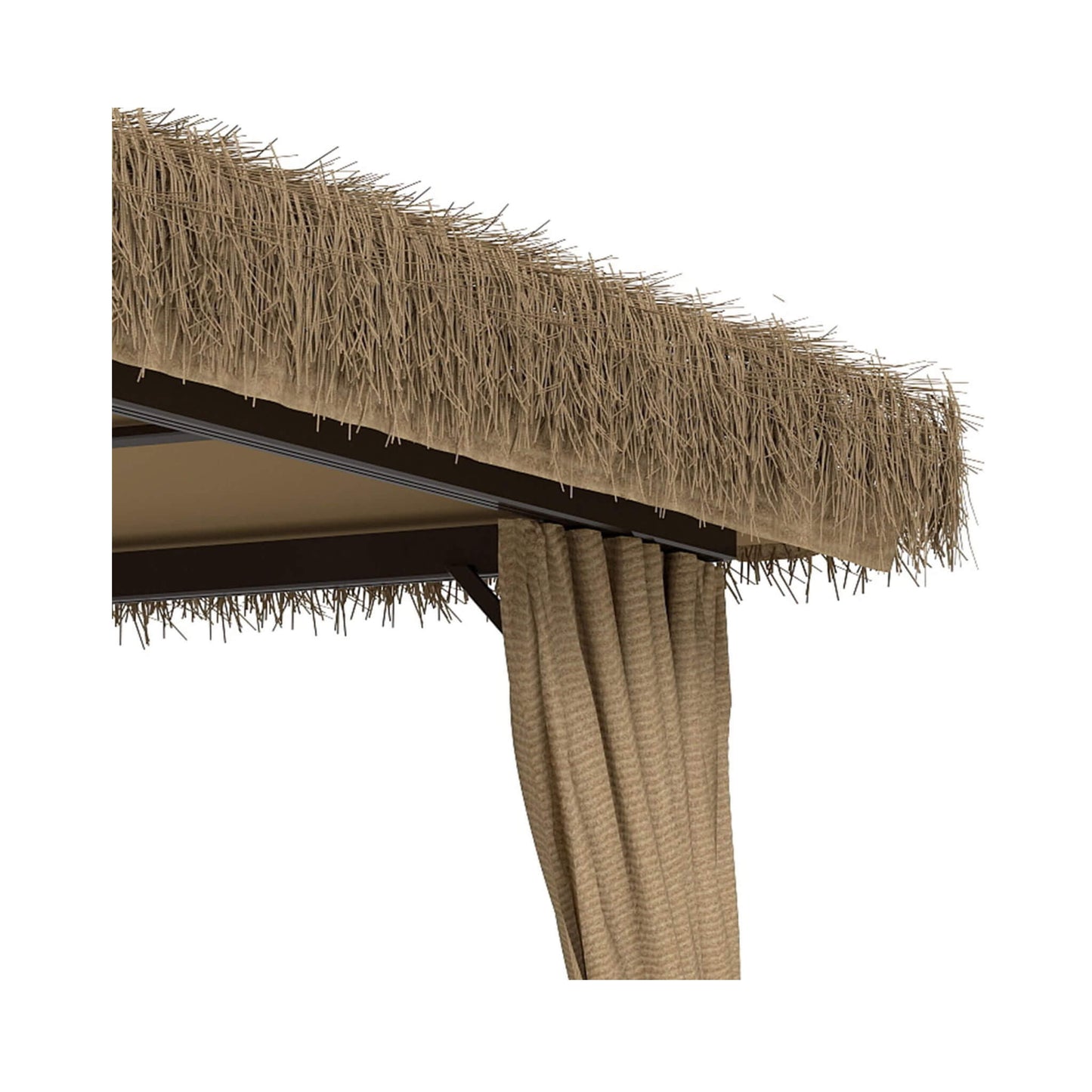 Alora Outdoor Double Canopy Aluminum Patio Gazebo With Hawaiian Thatch Roof (SAK39068)