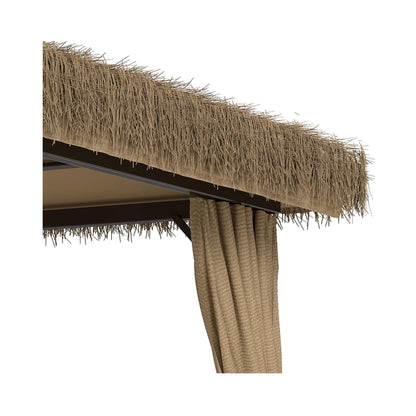 Alora Outdoor Double Canopy Aluminum Patio Gazebo With Hawaiian Thatch Roof (SAK39068)