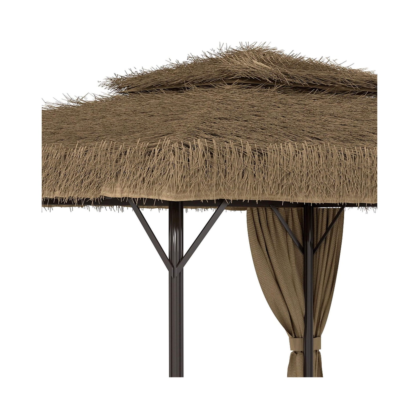 Alora Outdoor Double Canopy Aluminum Patio Gazebo With Hawaiian Thatch Roof (SAK39068)