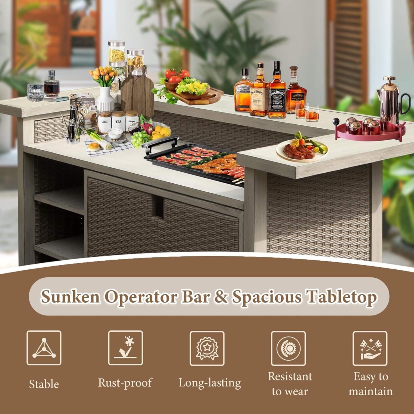 Alora Premium All-Weather Spacious Outdoor Patio Bar Table With Aluminum Frame (SAK51876)