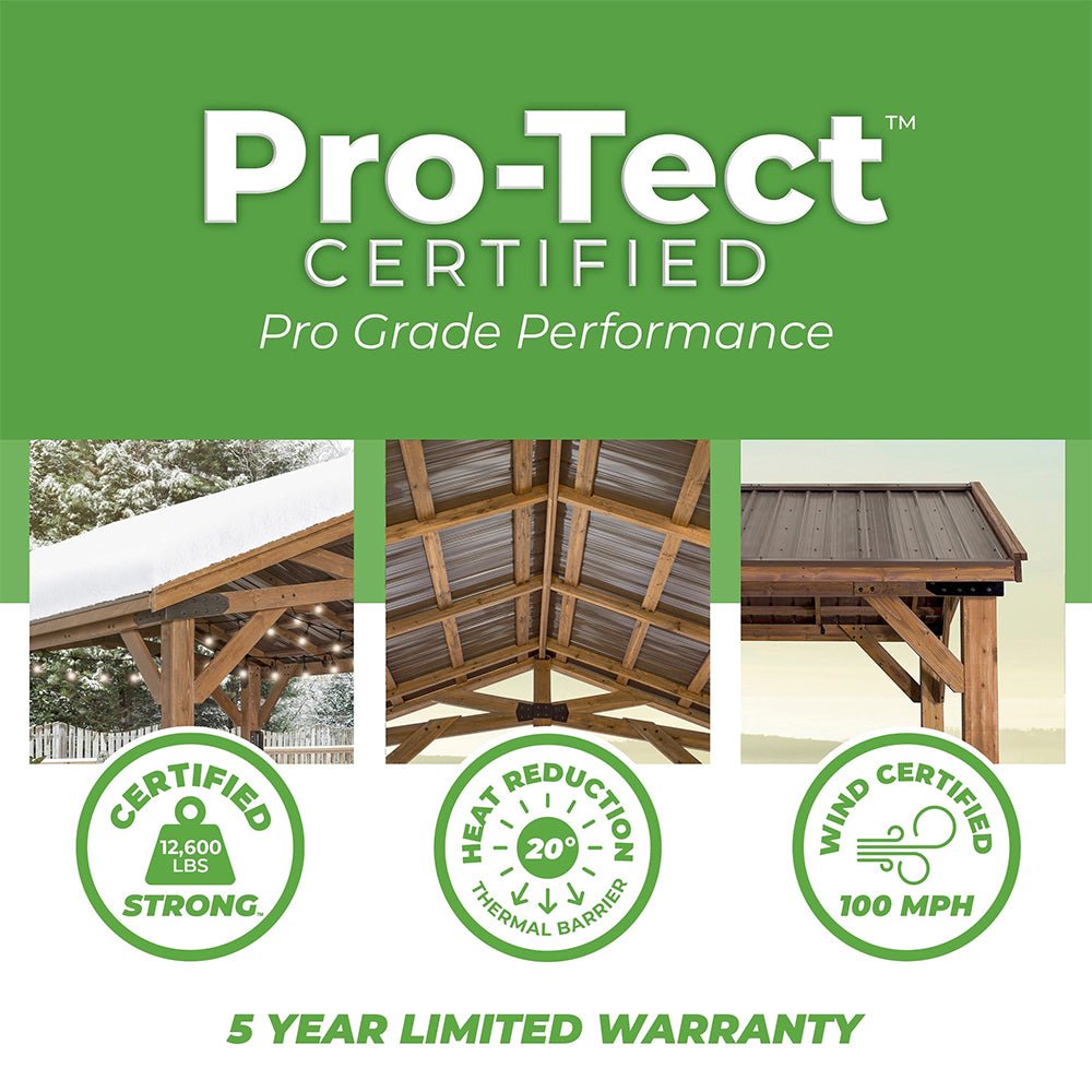 [12X20FT] Alora Premium All Cedar Wooden Carport Pavilion Gazebo With Sloped Hardtop Steel Roof (92758314)