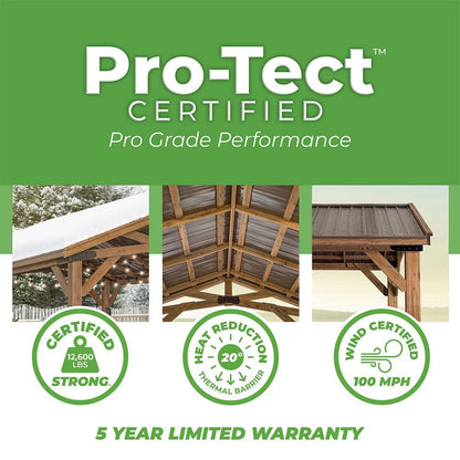 [12X20FT] Alora Premium All Cedar Wooden Carport Pavilion Gazebo With Sloped Hardtop Steel Roof (92758314)