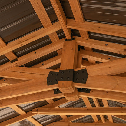 [12X20FT] Alora Premium All Cedar Wooden Carport Pavilion Gazebo With Sloped Hardtop Steel Roof (92758314)